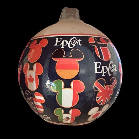 Vintage Disney World Epcot Center Christmas Ornament Mickey World Country Flags - Picture 13 of 16